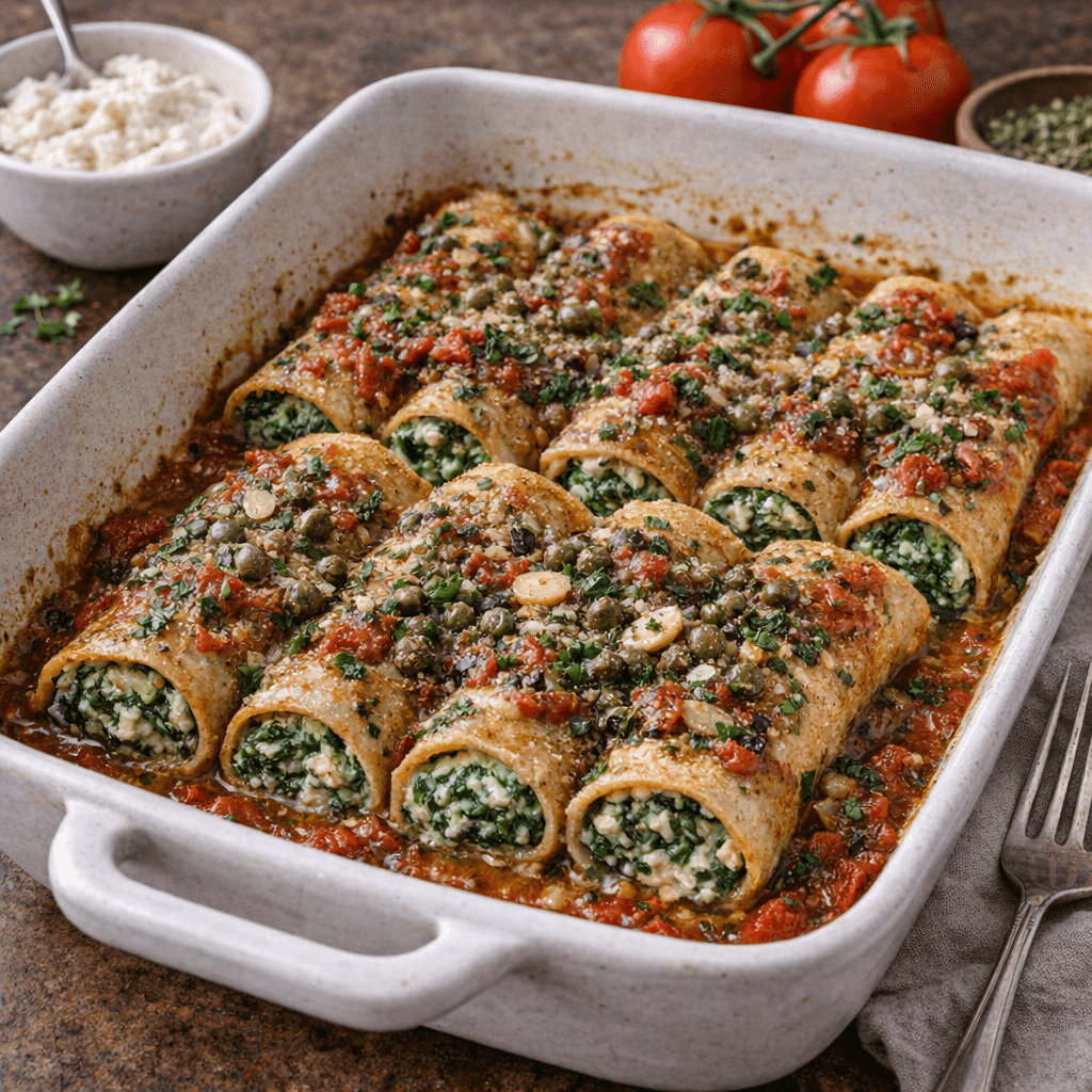 Ispanaklı ve Ricotta Peynirli Fit "Cannelloni"