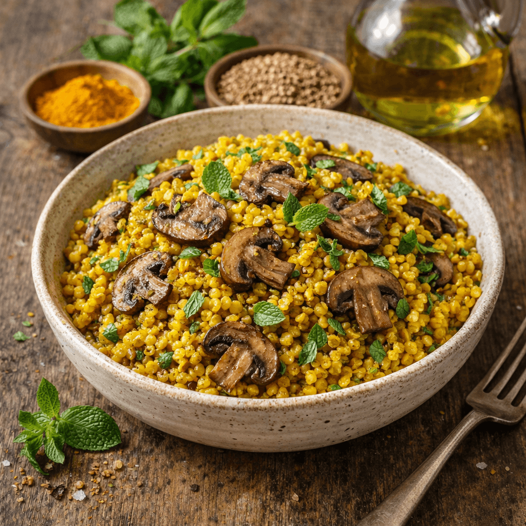 Zerdeçallı ve Mantarlı Karabuğday Pilavı - 1