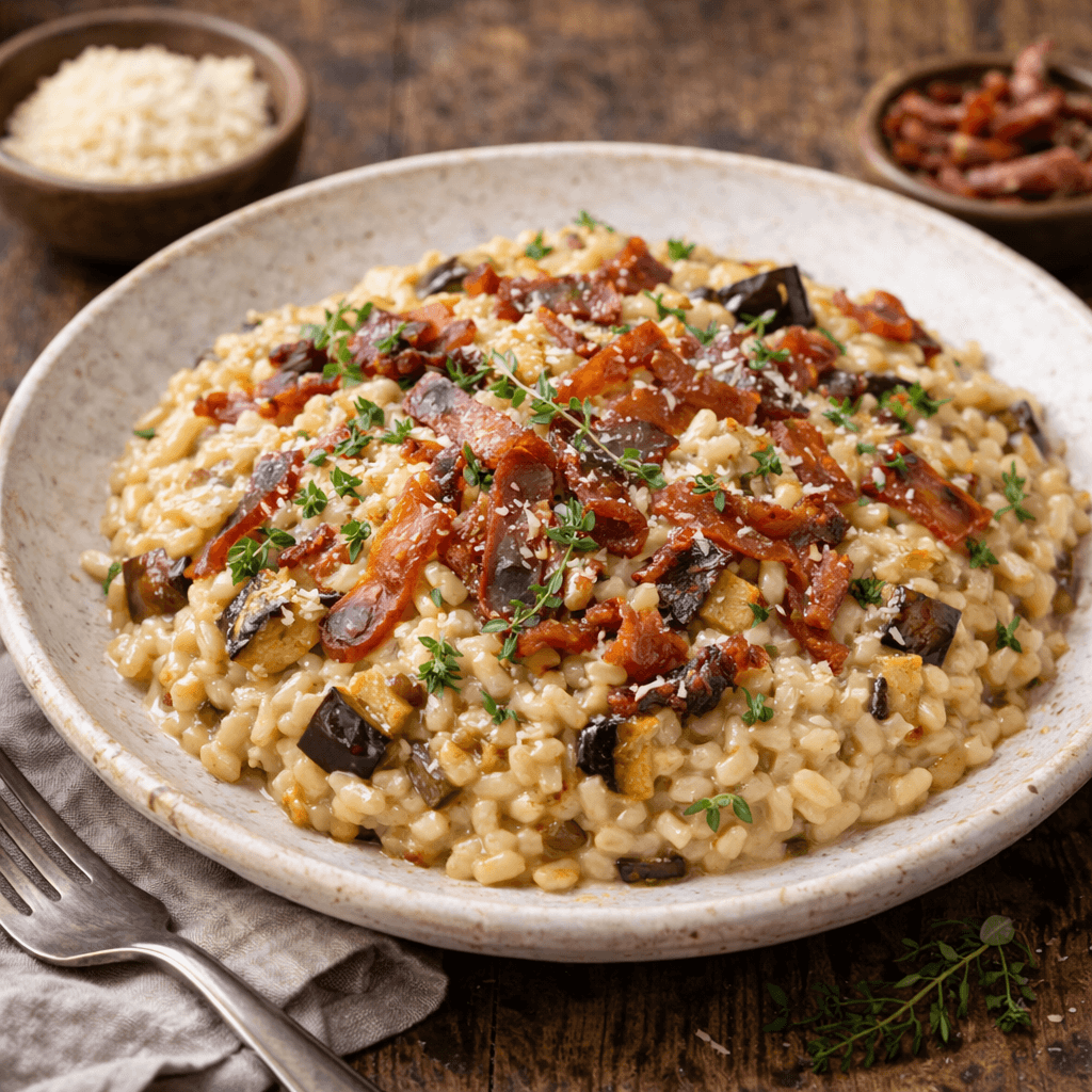 Pastırmalı ve Köz Patlıcanlı Risotto - 1