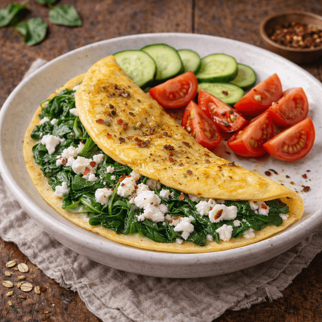 Ispanaklı ve Lorlu Kas Yapan Omlet