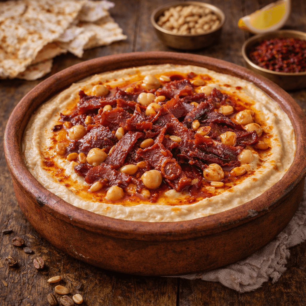 Güveçte Pastırmalı Sıcak Humus - 1
