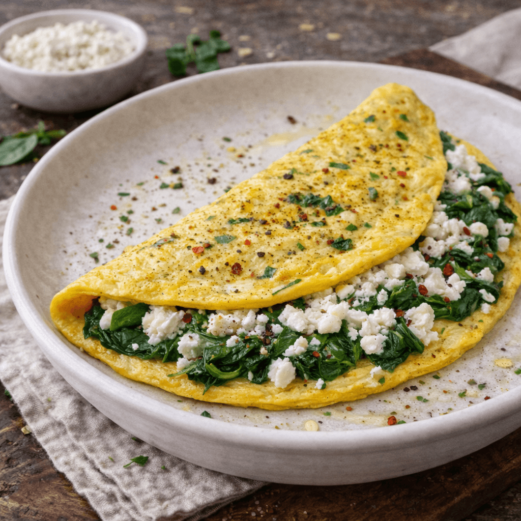 Ispanaklı ve Lor Peynirli Fit Omlet