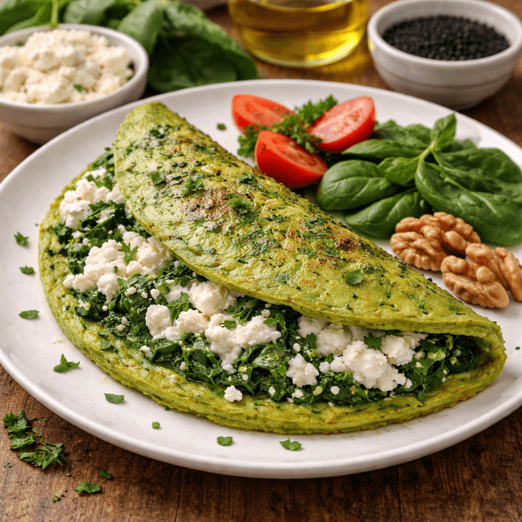 Ispanaklı ve Lor Peynirli "Yeşil" Omlet - 1