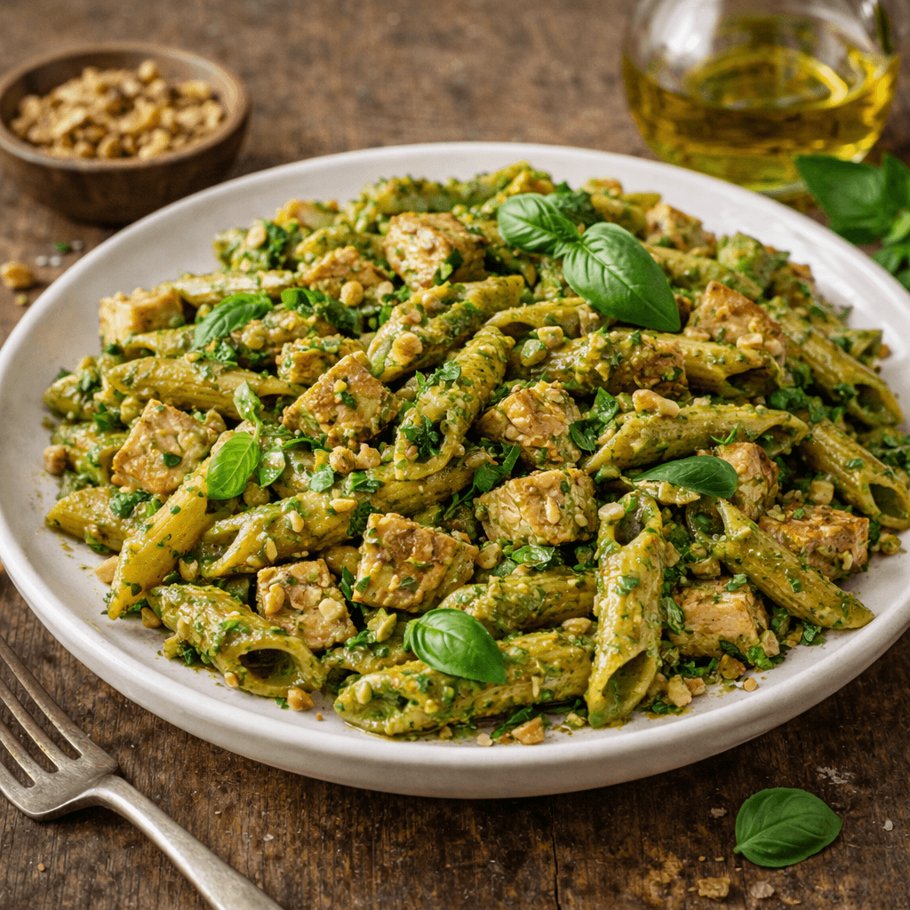 Fesleğenli ve Cevizli Hindi Pesto Makarna - 1