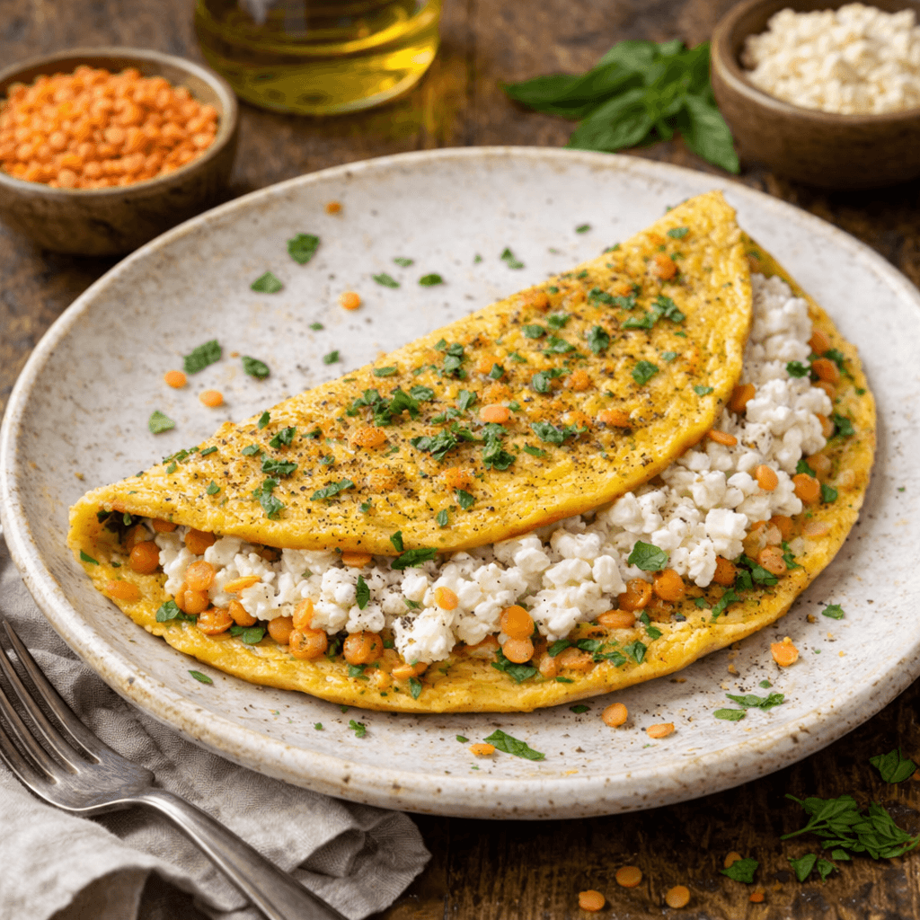 Kırmızı Mercimekli ve Naneli Fit Omlet