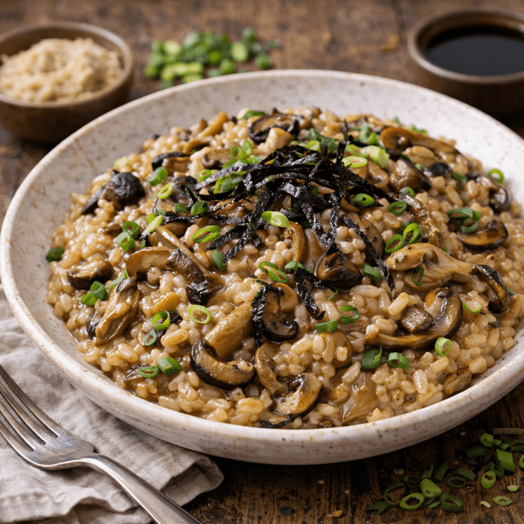 Miso Soslu ve Mantarlı Risotto