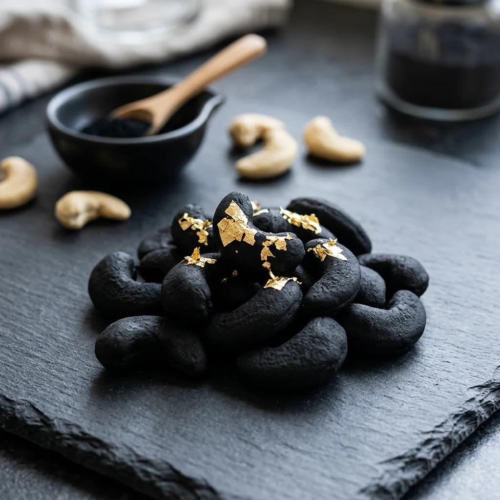 Aktif Karbonlu ve Altın Varaklı "Black Diamond" Kaju