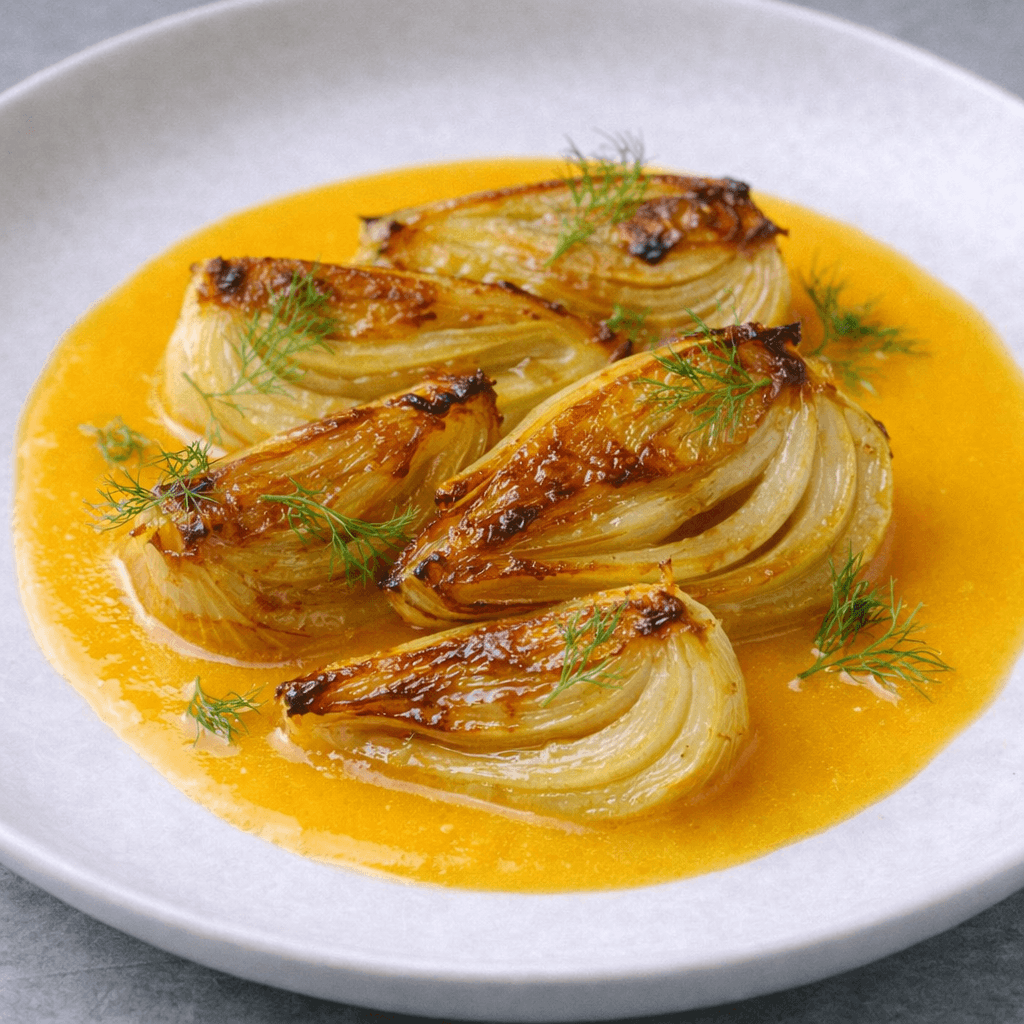 Karamelize Rezene Confit & Portakal Emülsiyonu