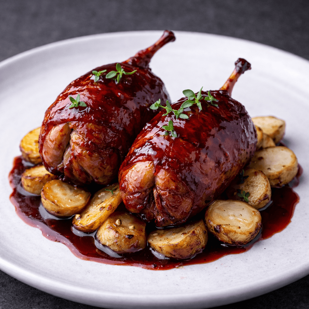 Bıldırcın Ballotine & Nar Glaze ve Yer Elması