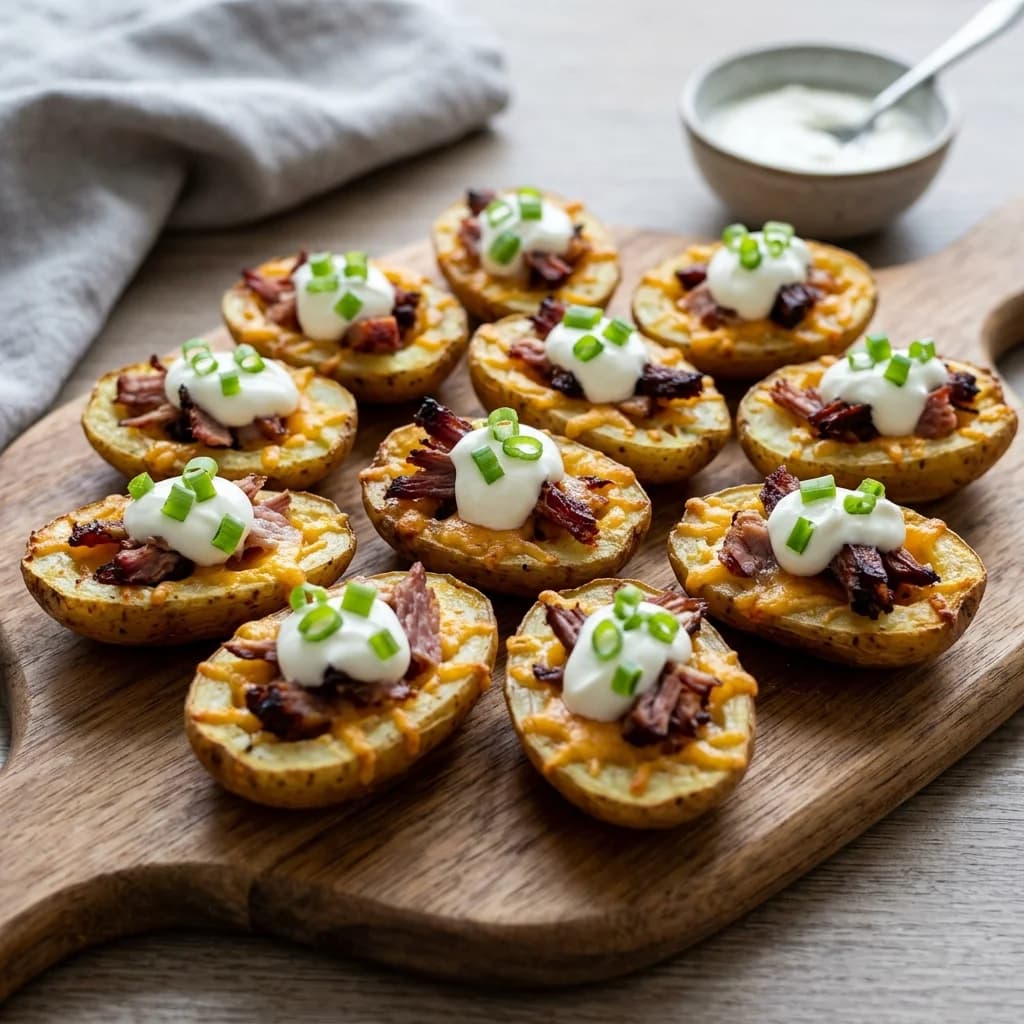 Füme Etli ve Çedarlı Mini "Potato Skins"