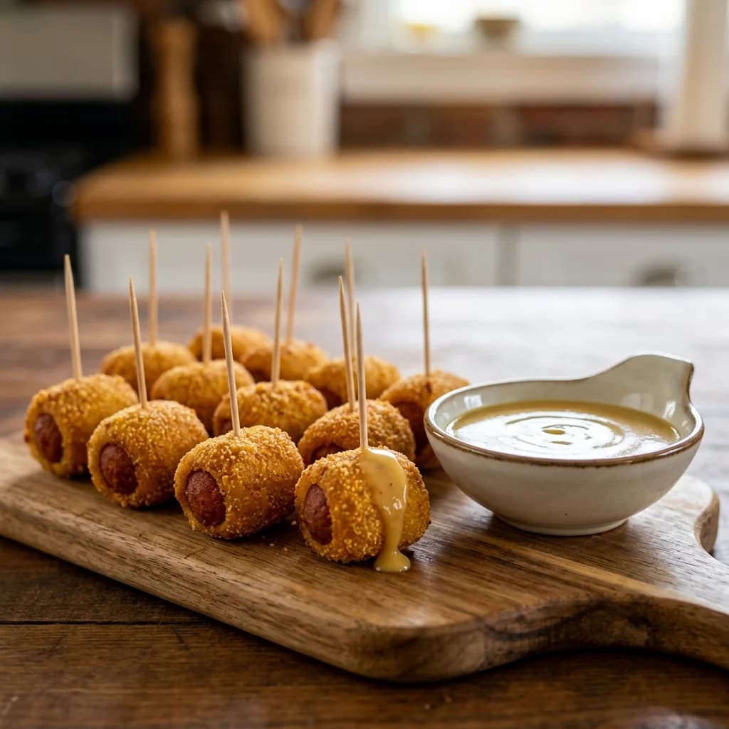 Mini "Corn Dog" Isırıkları & Ballı Hardal Emülsiyonu