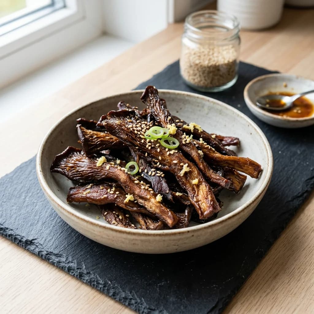 Soya ve Zencefilli "Jerky" İstiridye Mantarı