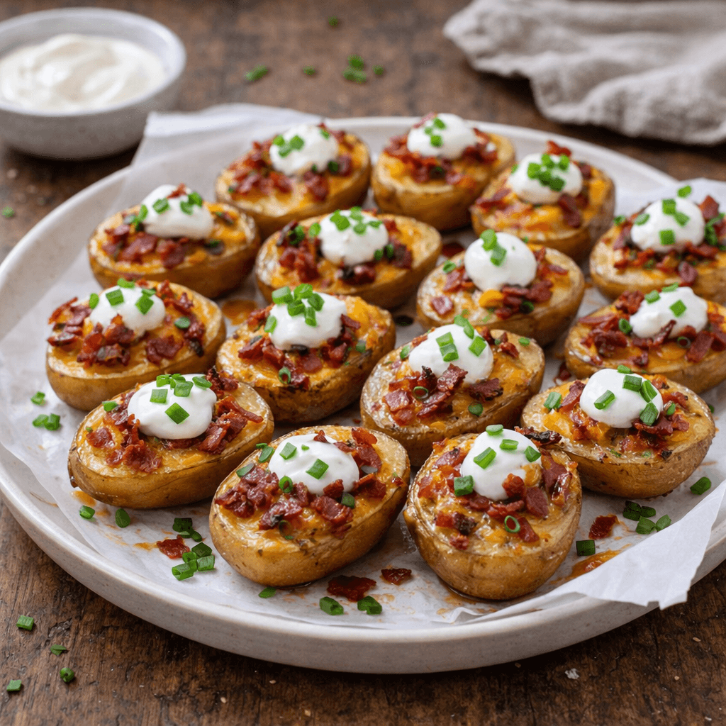 Pastırmalı ve Çedar Peynirli Mini Patates Kabukları