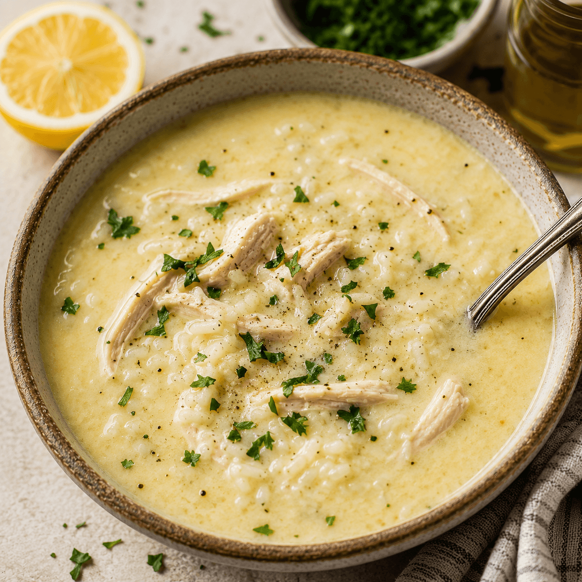 Limonlu Tavuklu Avgolemono Çorbası