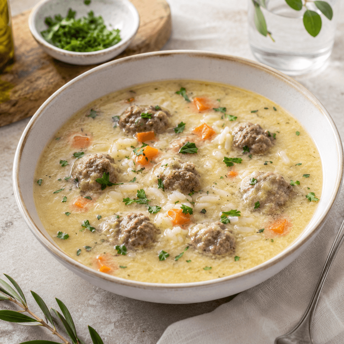 Terbiyeli Köfte Çorbası Youvarlakia