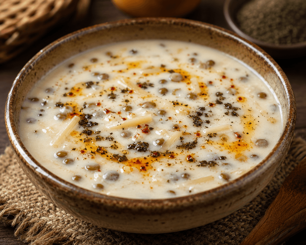 Yoğurtlu Mercimekli Tutmaç Çorbası